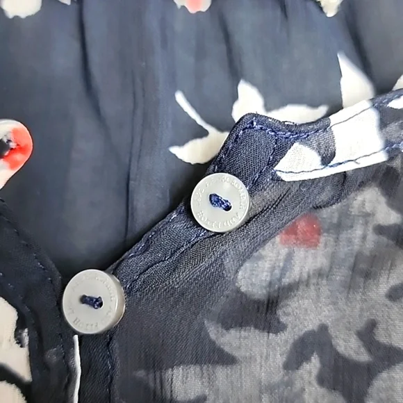 Abercrombie & Fitch Floral Navy Blue Sheer Blouse Top Size Medium - Picture 5 of 8